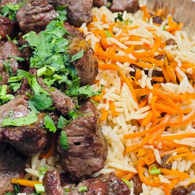 5. Tandoori Lamb Tikka/Kofta Kabob Over Pulao Rice.
